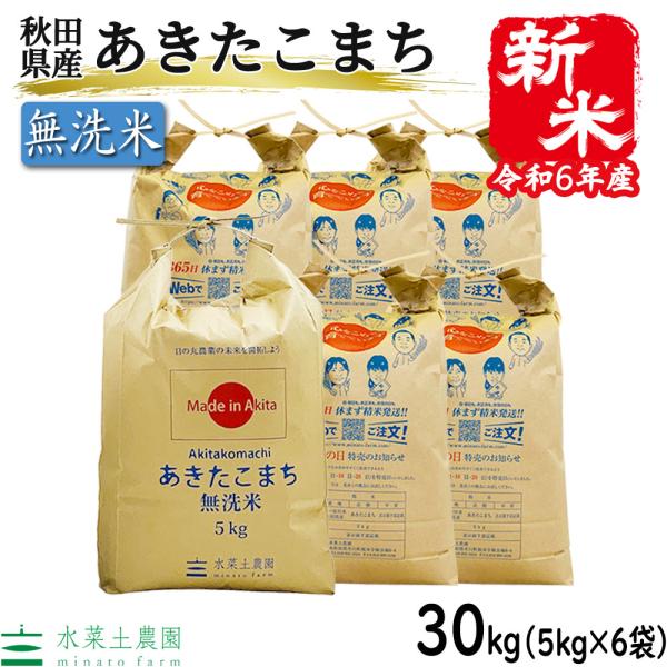 （選べるプレゼント付き）お米 米 30kg （5kg×6袋） 無洗米 あきたこまち 令和5年産 農家...