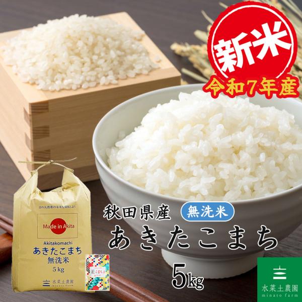 新米 米 お米 米5kg 無洗米 あきたこまち 秋田県産 農家直送 古代米お試し袋付き 令和7年産
