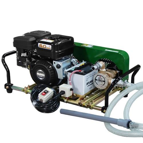 ミナト 1インチ バキュームポンプ ロビン6馬力セル付エンジン＋電磁クラッチ＋遠隔スイッチ付セット ...