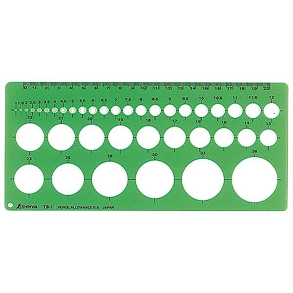 【メール便】シンワ測定 テンプレート 円定規 中 TB-1 66004 4960910660045