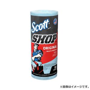 SCOTT ショップタオル ブルーロール 55カット 65940 0054000751301 (1ロール55枚) [スコット 油 紙 ウエス ペーパーウエス 吸水 給油 自動車 清掃 タオル]｜minatodenki