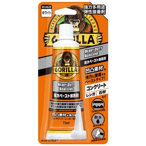 呉工業 ゴリラ 強力ペースト接着剤 ホワイト 73ml (強力多用途/耐水/弾性接着剤) #1783 [KURE 凹凸 コンクリート レンガ 石材 耐衝撃 耐振動]