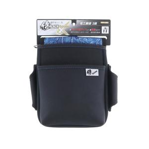 鍛神　2袋 藤原産業 SK11 帆布鳶用腰袋2段 黒 バックスリット TSH-2DBS-BK
