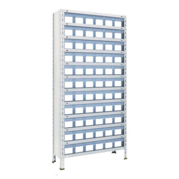 TRUSCO 軽量棚 875X300XH1800 樹脂引出透明 小X66 63V812C11 (NG...
