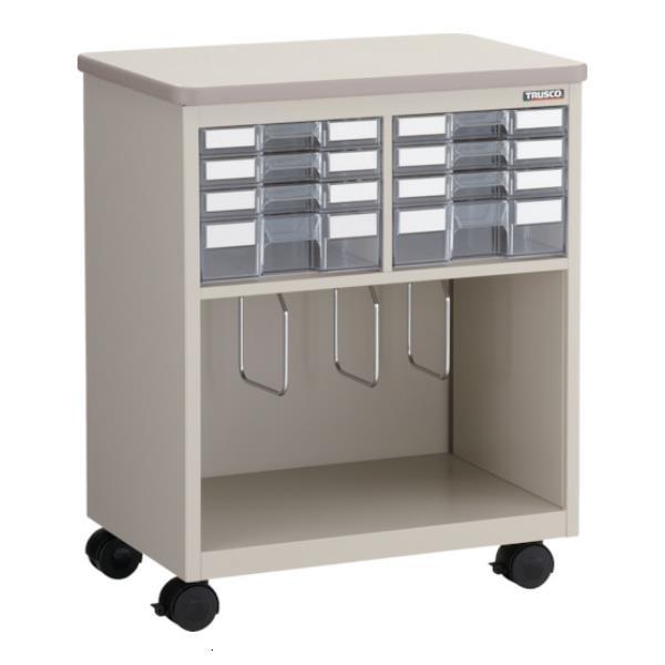 TRUSCO デスクサイドワゴン 天板付 引出付き(浅型6個 深型2個付) DSAC80T [DS-...