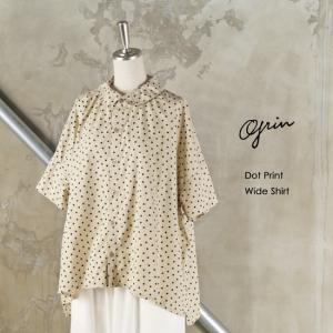 grin / グリン 綿レーヨンドットプリント ワイドシャツ 8243T-012 ドット柄 半袖シャツ