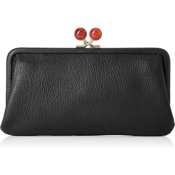 長財布 財布 レディース がま口財布 黒 Perche ペルケ アクリル玉 本革 革 BK おしゃれ...