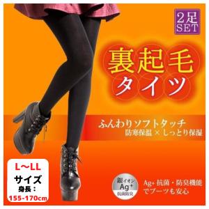 エムアンドエムソックス 裏起毛 タイツ LーLL 2足組 ブラック 160デニール あったか発熱 ふんわり ソフトタッチ 防寒 保温 保湿 抗菌 防臭