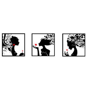 クロスステッチ 刺繍キット 大判 モノクロ女性 3枚 セット