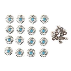 レザークラフト 用 ターコイズ ブルー ネジ式 小菊 コンチョ