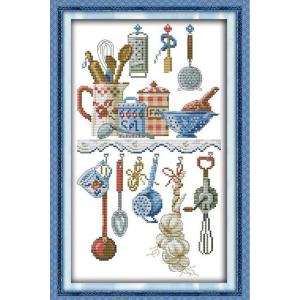 クロスステッチ 刺繍キット 北欧キッチン風 11CT 29×48cm