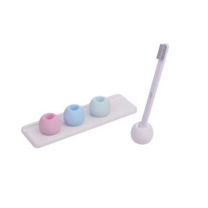 珪藻土 丸型 歯ブラシスタンド 4色 セット コップ置き付