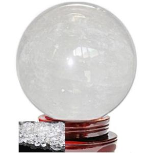 天然 白 水晶 50mm 玉 台座 ＋ 天然水晶 さざれ石 100g 付き  【送料無料】tno-a61