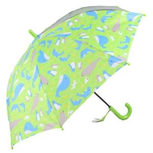 アテイン アテイン KIDS用透明窓付ジャンプ傘 グラスファイバー骨使用 親骨50cm 海の動物 名札付 黄緑 1259