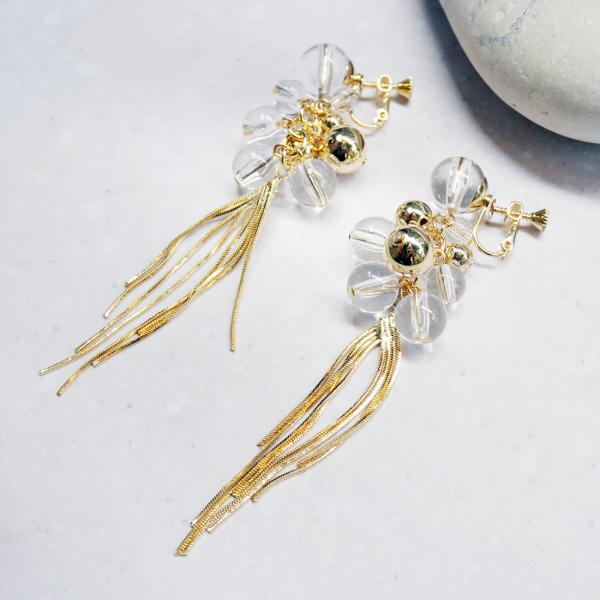 amplis・アンプリス crisp earrings -Gold-  /  イヤリング クリア ゴ...