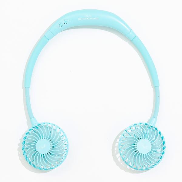 Bello・ベッロ　FOLDING FAN -Turquoise-  /  首掛け ポータブル扇風機...