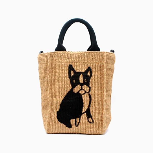 FABRICO・ファブリコ ジュートバッグ stitch mini【DOG】/  ボストンテリア 犬...