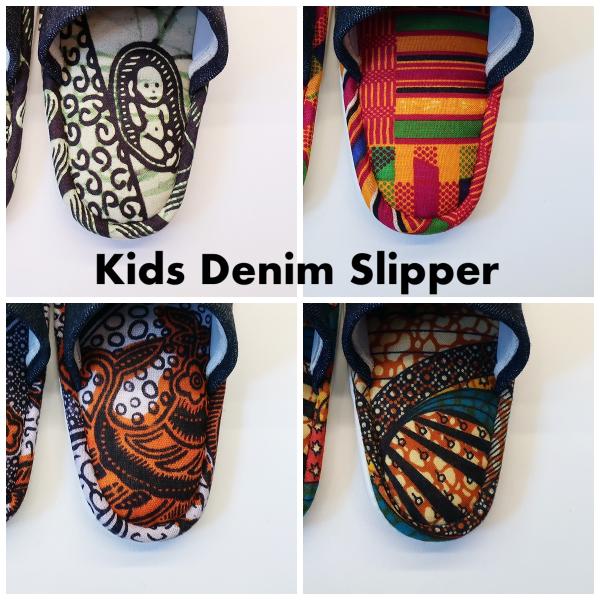 Heiwa Slipper・平和スリッパ　Kids Denim×Batik Slippers S (...