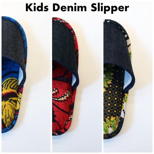 Heiwa Slipper・平和スリッパ　Kids Denim×Batik Slippers M (...