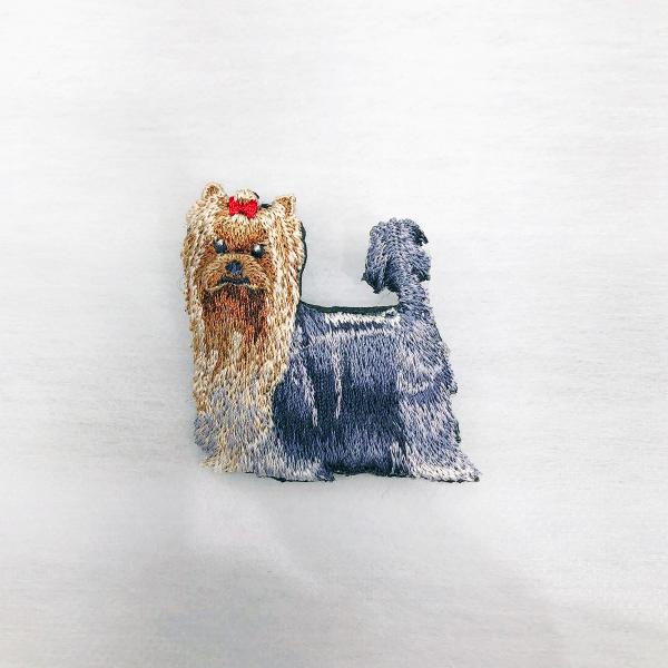 LM・エルム ブローチ ヨークシャテリア (ブルー&amp;ゴールド)  /  立体刺繍アクセサリー DOG