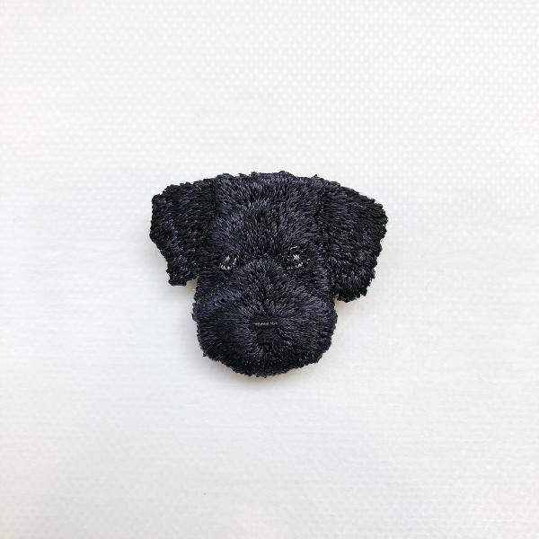 LM・エルム ブローチ シュナウザー (ブラック)  /  立体刺繍アクセサリー DOG