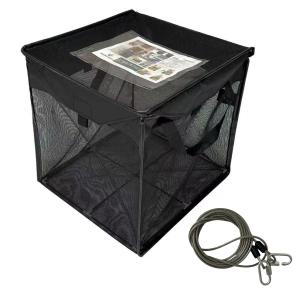 ゴミネットボックス 約80L ブラック/ブラック 小さい 蓋あり からす