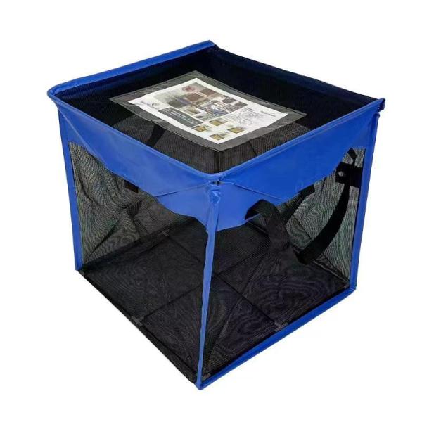 ゴミ箱 ゴミネットボックス約80L ブルー/ブラック からす除け ゴミ荒らし防止 高強度ネット 折り...
