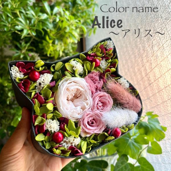 ねこばこ Alice アリス プリザーブドフラワー オリジナル 猫型 フラワーボックス 個性派 大人...