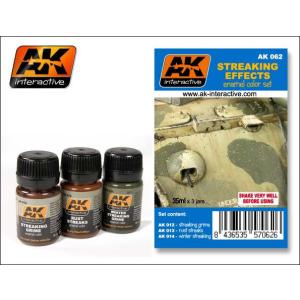 ウエザリングセット　ストレーキング(雨垂れの筋)セット（AK-012・AK-013・AK-014のセット）