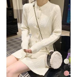 ケーブルニットワンピース ミニ きれいめ【在庫限り】売り尽くしセール