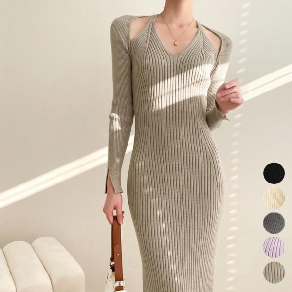 ニットワンピース タイト ホルターネック【在庫限り】売り尽くしセール