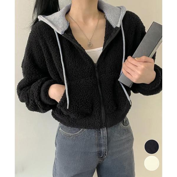 暖かいボアパーカー ジップアップブルゾン