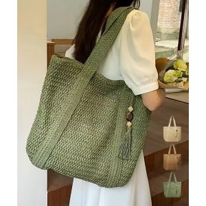 カゴバッグ 大容量 編み込みトートバッグの商品画像