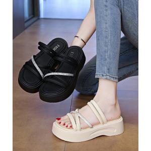 厚底サンダル クロスストラップ夏靴 軽量