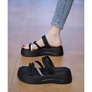 厚底サンダル クロスストラップ夏靴 軽量の詳細画像2