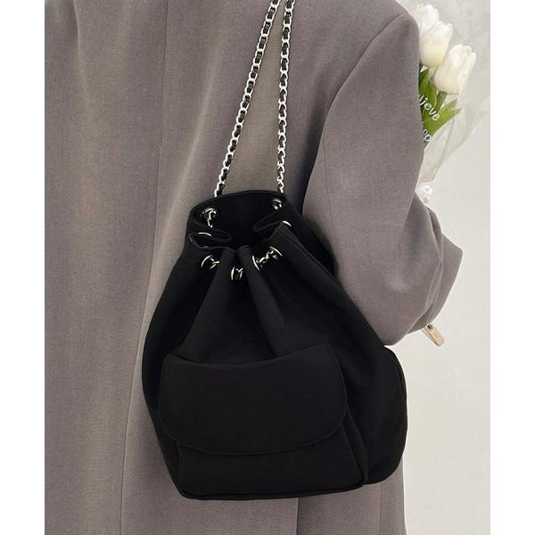 巾着リュック ナイロンチェーンバッグ軽量【ネコポス投函】