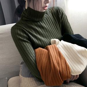 リブ ニットトップス タートルネック【ネコポス投函】