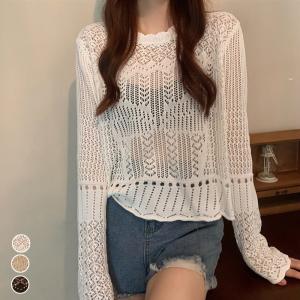 透かし編み ニットトップス レディース【在庫限り】売り尽くしセール【ネコポス投函】