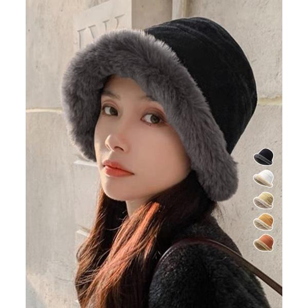 バケットハット レディース ファー帽子冬【ネコポス投函】