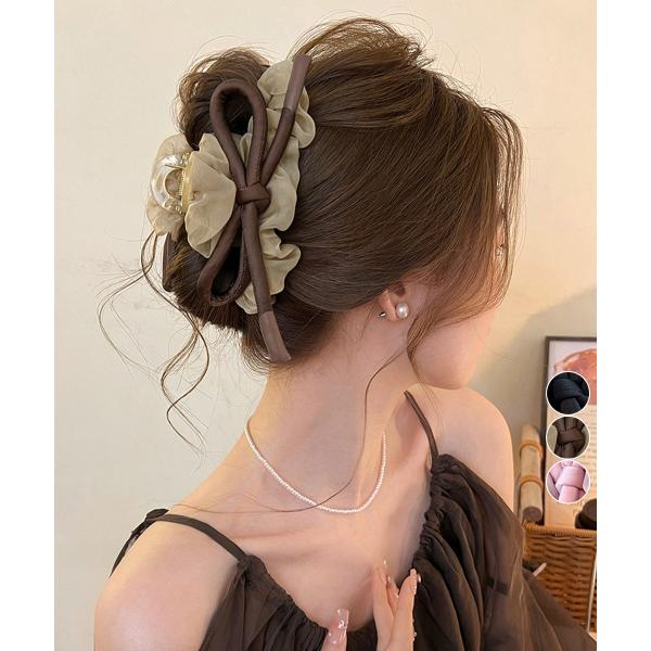 リボンヘアクリップ大きめ バンスクリップ
