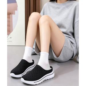メッシュ厚底スリッポンニットサボサンダルの詳細画像4