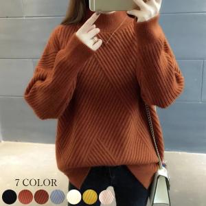 レディース ニットセーター ハイネック プルオーバー プチタートル リブ ニットトップス 暖かい 秋冬 お洒落 カジュアル