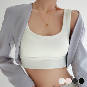 爆買タンクトップ ショート丈 カップ付き韓国【ネコポス投函】