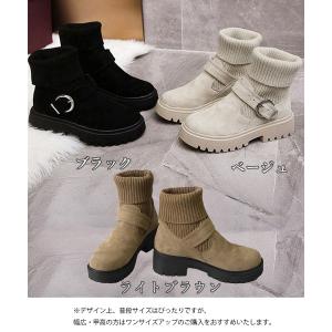 ソックス風ショートブーツ厚底 レディースの詳細画像1