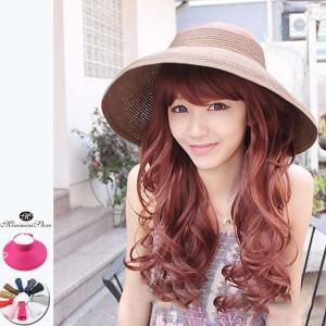 サンバイザーレディース麦わら帽子