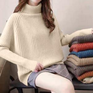 リブニットトップス タートルネック 韓国【在庫限り】売り尽くしセール