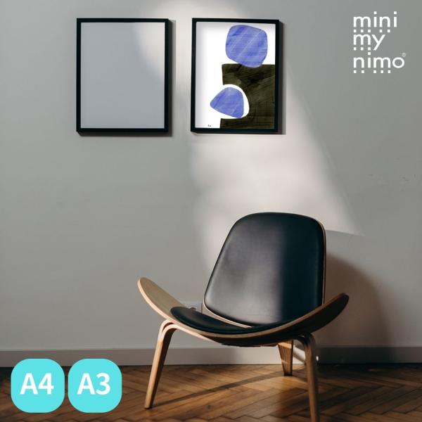 ミニマイニモ　インテリアポスター　幾何学　モノトーン　差し色　A4　A3｜ストーン