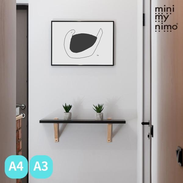 ミニマイニモ　インテリアポスター　鳥　動物モチーフ　モノクロ　モノトーン　A4　A3｜ワット？