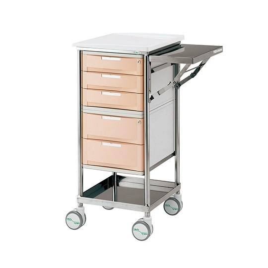 ナビスメイト・トレイワゴン 補助天板付 5段BOX ピーチ 8-5893-26 ナビス