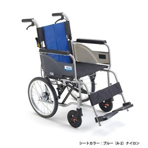 アルミ介助車いす　BAL-R2　ハイポリマー仕様  座幅40cm　ナイロンブルー　A-2 ミキ